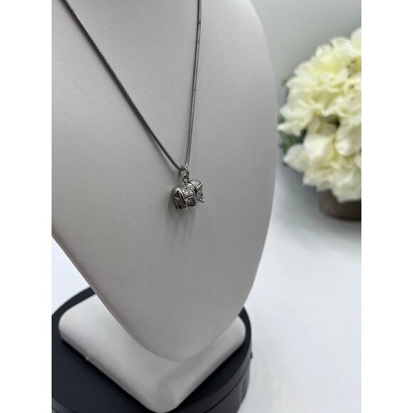 Sterling Silver Elephant Trunk Up Good Luck Pendant and 925 Chain Necklace - Picture 3 of 13